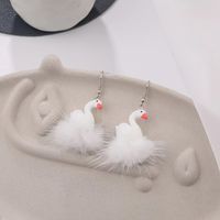1 Pair Elegant Swan Patchwork Plastic Drop Earrings main image 2