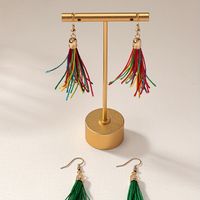 2 Pairs Vintage Style Color Block Tassel Tassel Alloy Plastic Drop Earrings main image 2