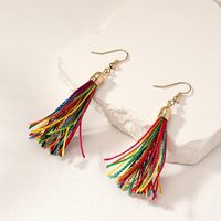 2 Pairs Vintage Style Color Block Tassel Tassel Alloy Plastic Drop Earrings main image 3