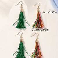 2 Pairs Vintage Style Color Block Tassel Tassel Alloy Plastic Drop Earrings main image 6