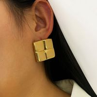 1 Pair Retro Simple Style Geometric Copper 18K Gold Plated Ear Studs main image 4