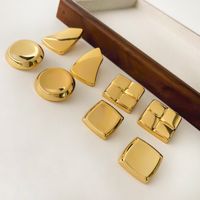 1 Pair Retro Simple Style Geometric Copper 18K Gold Plated Ear Studs main image 7