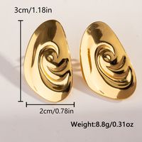 1 Pair Vintage Style Lady Classic Style Geometric Water Droplets Solid Color Plating 304 Stainless Steel 18K Gold Plated Ear Studs main image 5