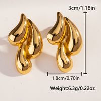 1 Pair Vintage Style Lady Classic Style Geometric Water Droplets Solid Color Plating 304 Stainless Steel 18K Gold Plated Ear Studs main image 3