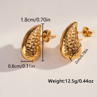 1 Pair Vintage Style Lady Classic Style Geometric Water Droplets Solid Color Plating 304 Stainless Steel 18K Gold Plated Ear Studs main image 2