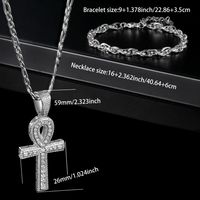 304 Stainless Steel Elegant Modern Style Classic Style Plating Inlay Cross Zircon Bracelets Necklace Jewelry Set sku image 1