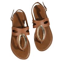 Women's Ethnic Style Solid Color T-Strap Thong Sandals main image 3