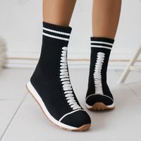 Women's Casual Color Block Round Toe Sock Boots sku image 13