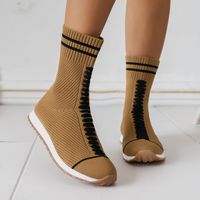Women's Casual Color Block Round Toe Sock Boots main image 4
