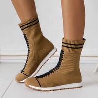 Women's Casual Color Block Round Toe Sock Boots sku image 17