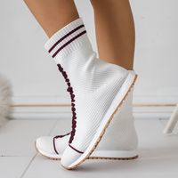 Women's Casual Color Block Round Toe Sock Boots sku image 4