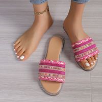 Women's Vacation Roman Style Color Block Round Toe Slides Slippers main image 2