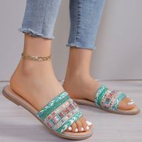 Women's Vacation Roman Style Color Block Round Toe Slides Slippers sku image 6