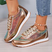 Women's Casual Sports Solid Color Sequins Round Toe Sports Shoes sku image 1