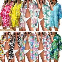 Women's Blouse Half Sleeve Blouses Printing Button Hawaiian Animal Plant main image 1