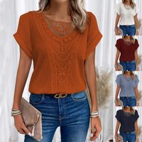 Women's T-shirt Short Sleeve T-Shirts Patchwork Simple Style Solid Color main image 1