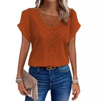 Women's T-shirt Short Sleeve T-Shirts Patchwork Simple Style Solid Color main image 3