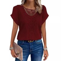 Women's T-shirt Short Sleeve T-Shirts Patchwork Simple Style Solid Color main image 2