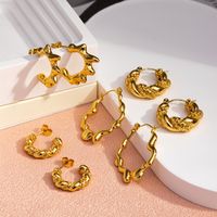 1 Pair Casual Vintage Style C Shape U Shape Geometric Plating 304 Stainless Steel 18K Gold Plated Hoop Earrings main image 1