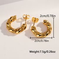 1 Pair Casual Vintage Style C Shape U Shape Geometric Plating 304 Stainless Steel 18K Gold Plated Hoop Earrings main image 2