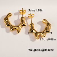 1 Pair Casual Vintage Style C Shape U Shape Geometric Plating 304 Stainless Steel 18K Gold Plated Hoop Earrings main image 4