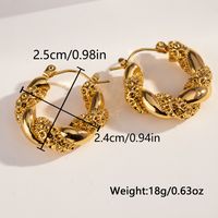 1 Pair Casual Vintage Style C Shape U Shape Geometric Plating 304 Stainless Steel 18K Gold Plated Hoop Earrings main image 5