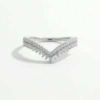 Sterling Silver White Gold Plated Simple Style Shiny Inlay V Shape Zircon Rings main image 3
