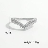Sterling Silver White Gold Plated Simple Style Shiny Inlay V Shape Zircon Rings sku image 1