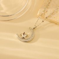 Wholesale Elegant Lady Streetwear Star Moon Copper Inlay Zircon Pendant Necklace main image 4
