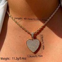 304 Stainless Steel Copper 18K Gold Plated Hip-Hop Simple Style Shiny Inlay Heart Shape Zircon Pendant Necklace main image 2