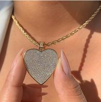 304 Stainless Steel Copper 18K Gold Plated Hip-Hop Simple Style Shiny Inlay Heart Shape Zircon Pendant Necklace main image 3