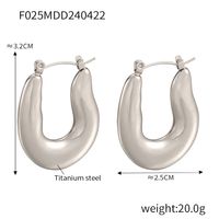 Titanium Steel 18K Gold Plated IG Style Hip-Hop Exaggerated Plating U Shape Solid Color Earrings Necklace sku image 1