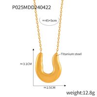 Titanium Steel 18K Gold Plated IG Style Hip-Hop Exaggerated Plating U Shape Solid Color Earrings Necklace sku image 4