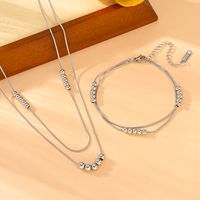Titanium Steel 18K Gold Plated Simple Style Classic Style Patchwork Round Solid Color Bracelets Necklace Jewelry Set sku image 6