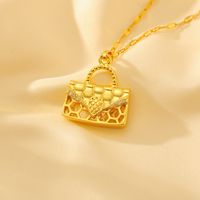 Wholesale Simple Style Classic Style Bag Copper Plating Inlay 18K Gold Plated Zircon Pendant Necklace sku image 1