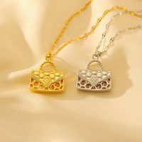 Wholesale Simple Style Classic Style Bag Copper Plating Inlay 18K Gold Plated Zircon Pendant Necklace main image 1