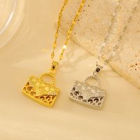 Wholesale Simple Style Classic Style Bag Copper Plating Inlay 18K Gold Plated Zircon Pendant Necklace main image 5