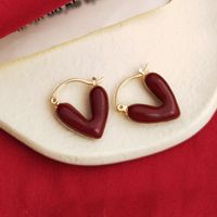 1 Pair Elegant Lady Heart Shape Inlay Copper Artificial Pearls Earrings main image 9