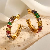 1 Pair Glam Luxurious Romantic Geometric Plating Inlay 304 Stainless Steel Artificial Rhinestones 18K Gold Plated Ear Studs main image 1