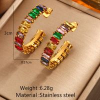 1 Pair Glam Luxurious Romantic Geometric Plating Inlay 304 Stainless Steel Artificial Rhinestones 18K Gold Plated Ear Studs main image 3