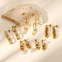 1 Pair Modern Style Classic Style Chain Polishing Plating 304 Stainless Steel 18K Gold Plated Drop Earrings main image 1