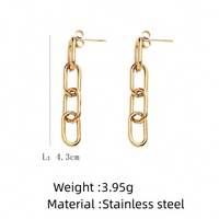 1 Pair Modern Style Classic Style Chain Polishing Plating 304 Stainless Steel 18K Gold Plated Drop Earrings main image 4