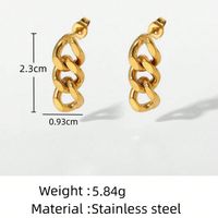 1 Pair Modern Style Classic Style Chain Polishing Plating 304 Stainless Steel 18K Gold Plated Drop Earrings main image 3
