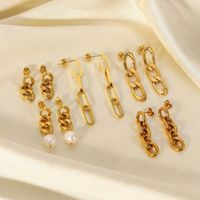 1 Pair Modern Style Classic Style Chain Polishing Plating 304 Stainless Steel 18K Gold Plated Drop Earrings main image 2