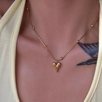 Edelstahl 304 18 Karat Vergoldet IG-Stil Süss Herzform Halskette Mit Anhänger main image 4