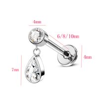 1 Piece Lip Rings Luxurious Modern Style Water Droplets Pure Titanium Bezel Setting Zircon Lip Rings Ear Cartilage Rings & Studs main image 6