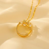 Wholesale Glam Shiny Solid Color Copper Plating Inlay 18K Gold Plated Zircon Pendant Necklace sku image 1