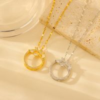 Wholesale Glam Shiny Solid Color Copper Plating Inlay 18K Gold Plated Zircon Pendant Necklace main image 1