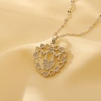 Wholesale Glam Cute Queen Heart Shape Copper Plating Inlay 18K Gold Plated Zircon Pendant Necklace sku image 2