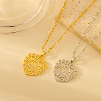 Wholesale Glam Cute Queen Heart Shape Copper Plating Inlay 18K Gold Plated Zircon Pendant Necklace main image 4